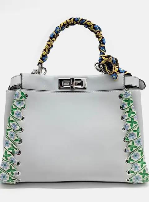Fendi Blue Leather Peekaboo Regular Bag