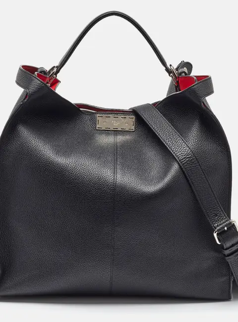 Fendi Black Leather Peekaboo X-Lite Fit Shopper Tote