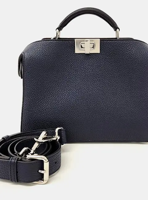 Fendi Navy Blue Leather Peekaboo I See U Mini Bag
