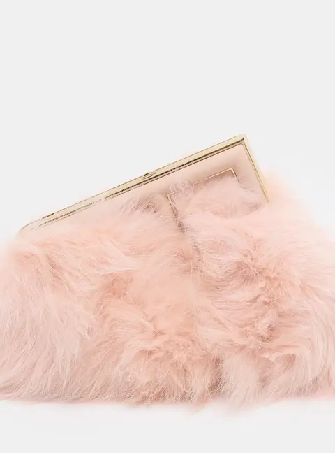 Fendi fendi first Pink Fox Fur and Leather Clutches
