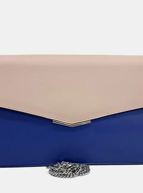 Fendi Blue Pink Leather Toujours Clutch and Shoulder Bag