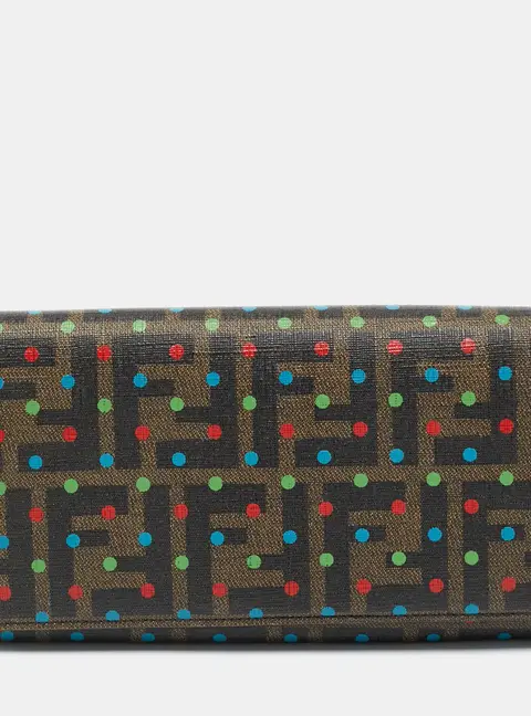 Fendi Tobacco Zucca Coated Canvas Polka Dot Flap Continental Wallet