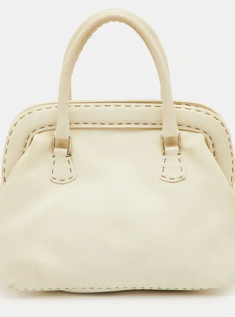 Fendi Adele White Leather Selleria Satchel