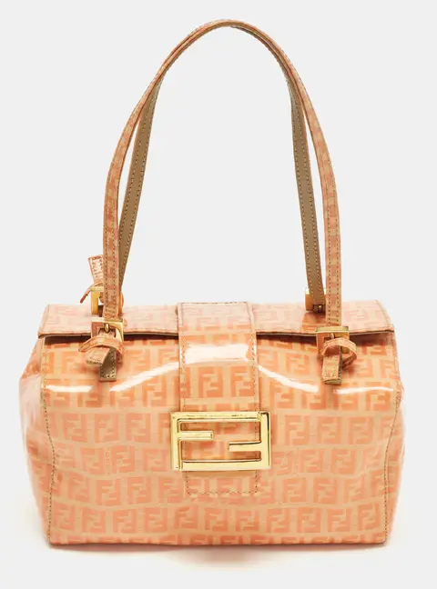 Fendi Orange Zucchino Coated Fabric Mamma Baguette Bag