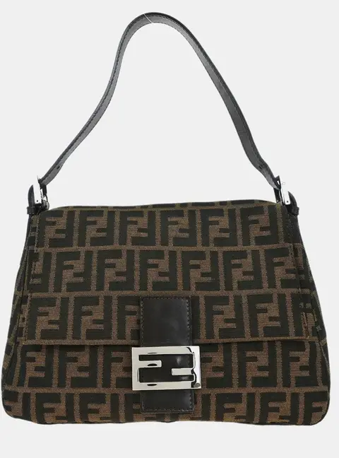 Fendi Zucca Mamma Baguette Brown Canvas Shoulder Bag