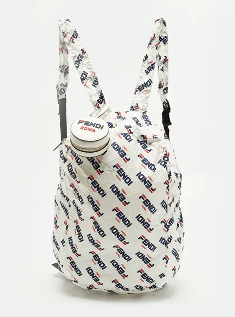 Fendi x Fila Mania White Nylon Packable Backpack