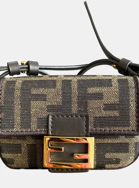 Fendi Baguette Mini Black Zucca Canvas Shoulder Bag