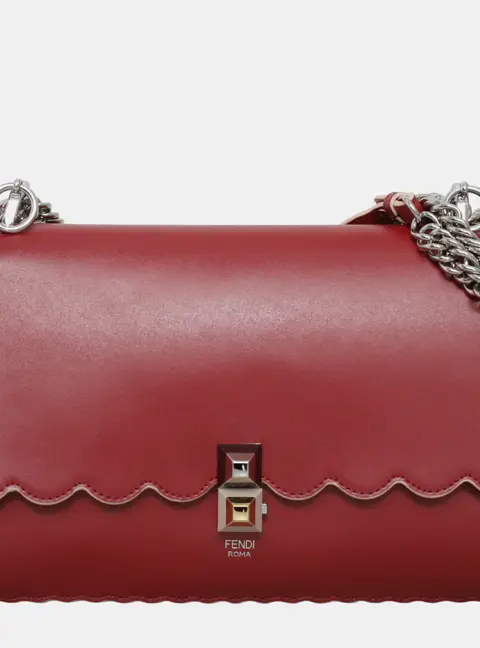 Fendi Kan I Medium Burgundy Leather Shoulder Bag