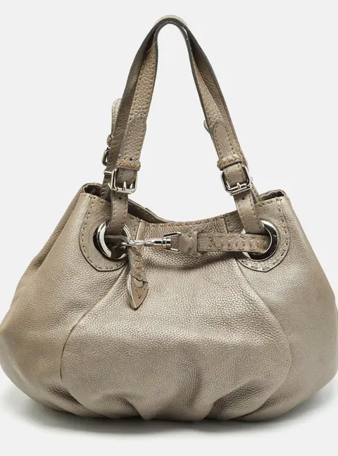Fendi Pomodorino Metallic Selleria Leather Shoulder Bag