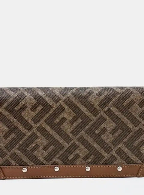 Fendi Zucca Continental Long Brown Coated Canvas Wallet