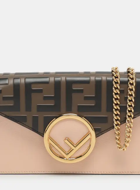 Fendi F is Fendi Pink/Brown FF Embossed Leather Belt Bag