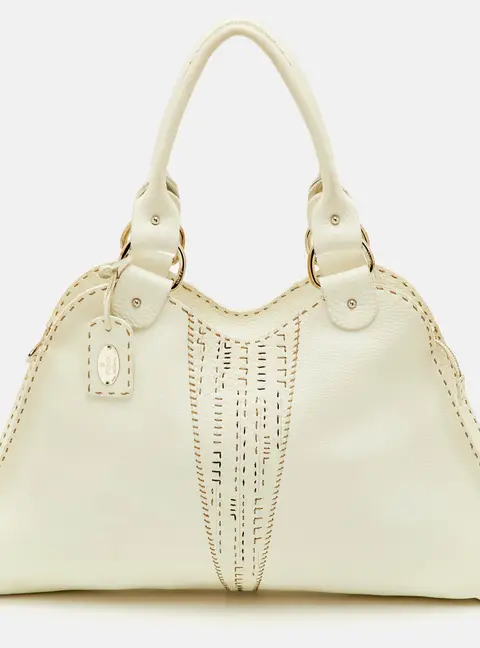 Fendi Devil Trapezio Off White Selleria Leather Shoulder Bag
