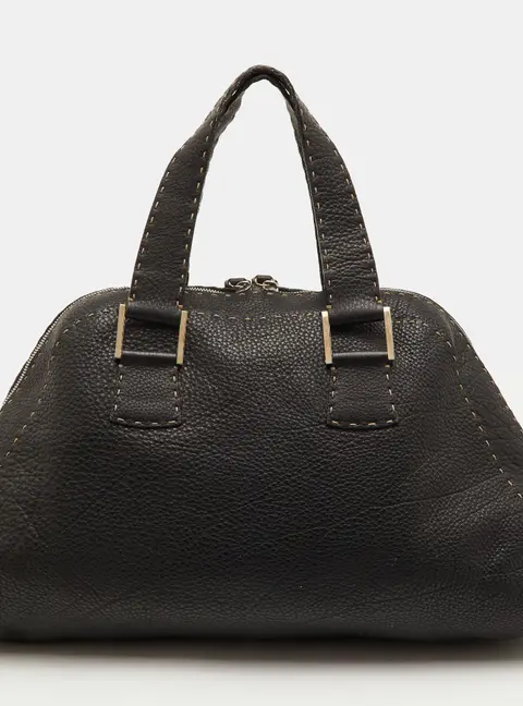Fendi Selleria Black Leather Dome Satchel