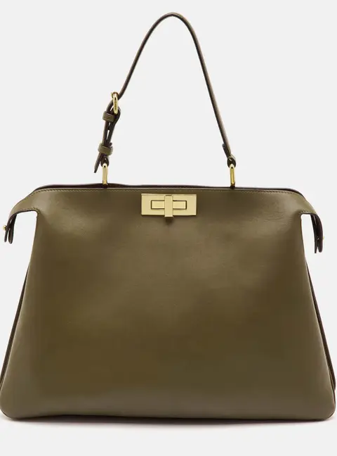 Fendi Peekaboo ISeeU Soft Large Olive Green Leather Top Handle Bag