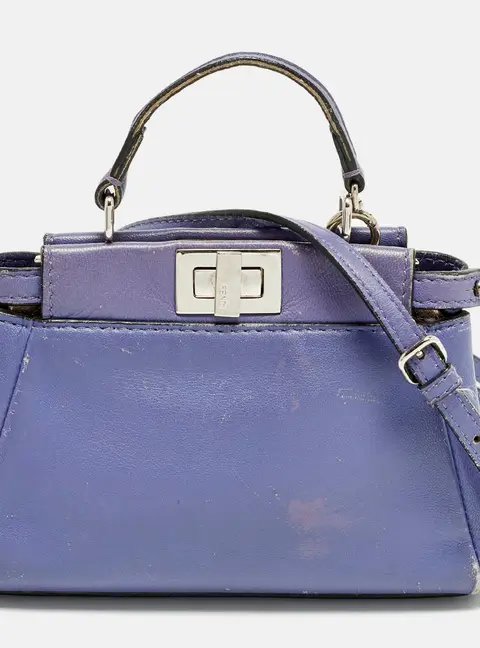 Fendi Peekaboo Micro Purple Leather Crossbody Bag