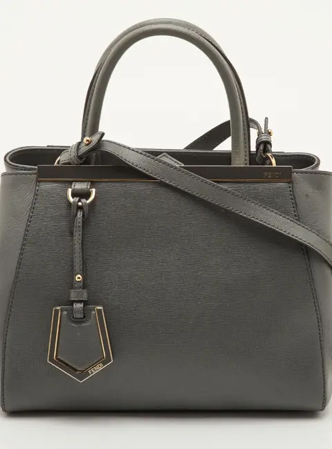 Fendi 2Jours Petite Grey Leather Tote