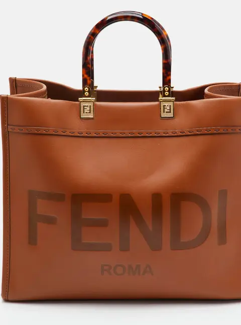 Fendi Sunshine Large Brown Leather Shopper Tote