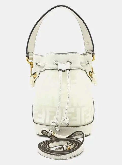 Fendi White Leather Montrejo Mini Bucket Bag