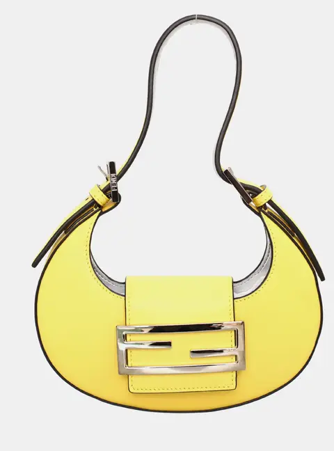 Fendi Cookie Mini Yellow Patent Leather Hobo Bag