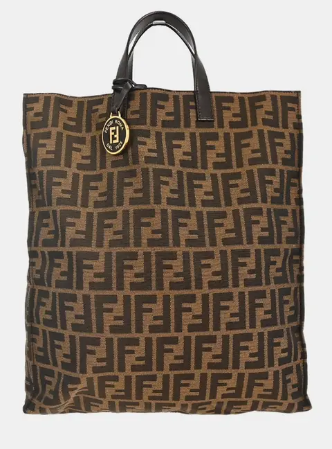 Fendi Zucca Tote Brown Coated Canvas Top Handle Bag
