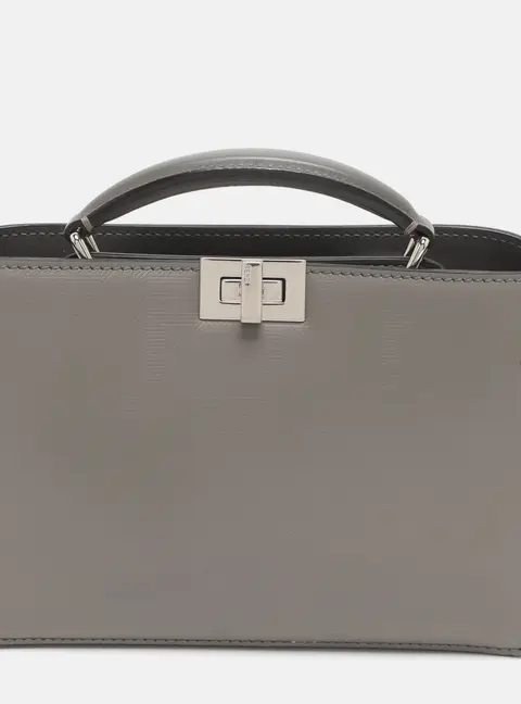 Fendi Peekaboo Iseeu X-Cross Small Grey Zucca Embossed Leather Bag