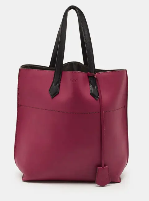 Fendi All in Fuchsia/Black Leather Shopping Tote
