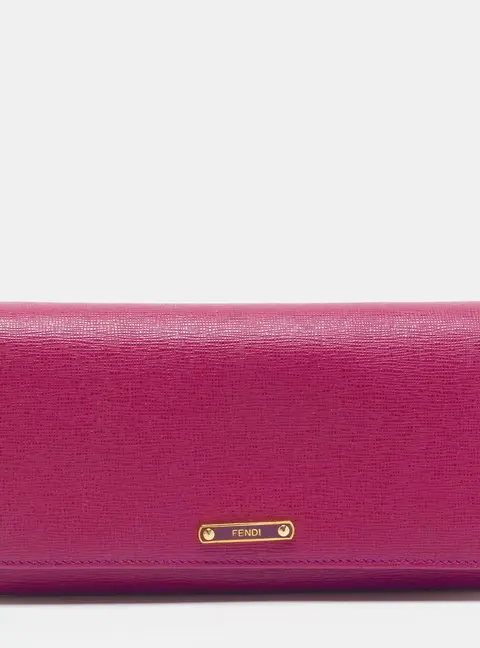 Fendi Fuchsia Leather Flap Continental Wallet