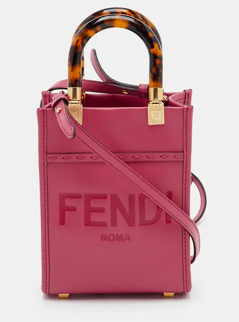 Fendi Sunshine Mini Pink Leather Shopper Tote