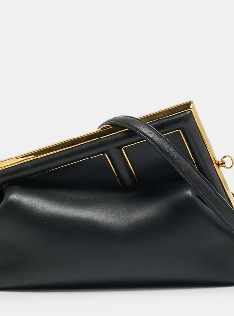 Fendi Midi First Black Leather Shoulder Bag