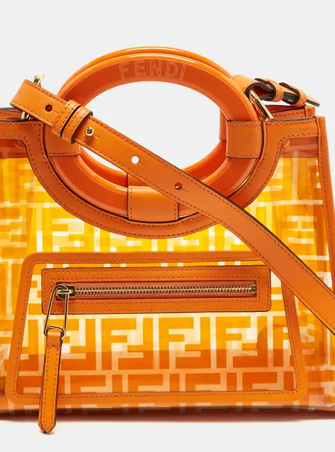 Fendi Runaway Small Orange Zucca PVC and Leather Tote