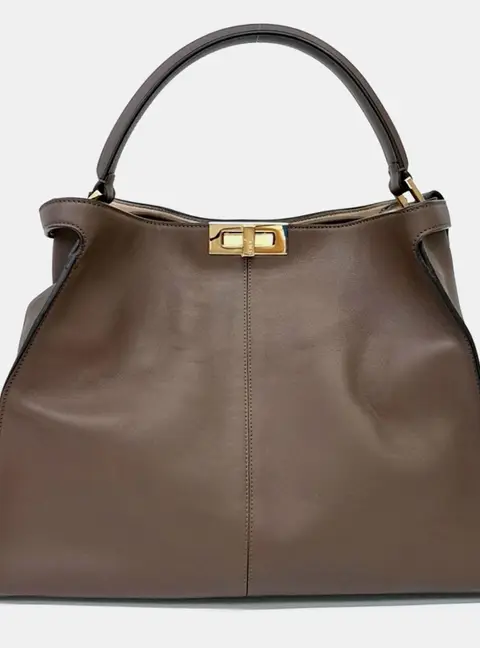 Fendi Peekaboo X-Lite Large Brown Leather Shoulder Bag