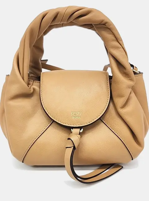 Fendi Spy Mini Beige Leather Top Handle Bag