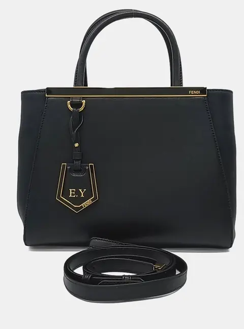 Fendi Toujours Small Black Leather Top Handle Bag