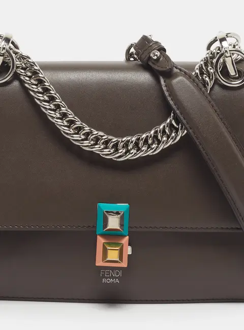 Fendi Kan I Mini Brown Leather Shoulder Bag