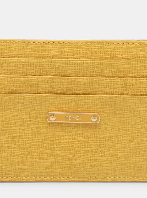 Fendi Yellow Leather Card Holder