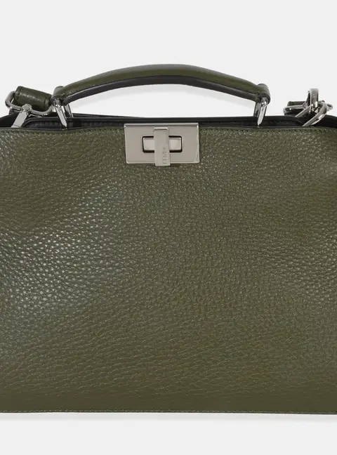 Fendi Olive Calfskin Leather Mini Peekaboo ISeeU Bag