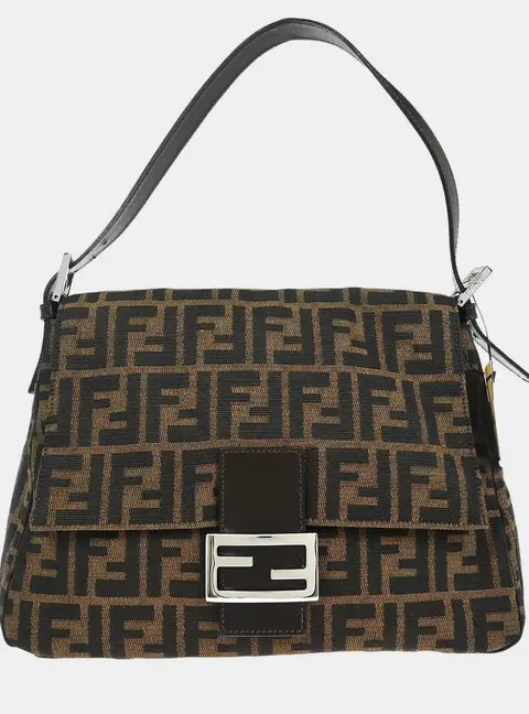 Fendi Brown Canvas Zucca Mamma Baguette Handbag