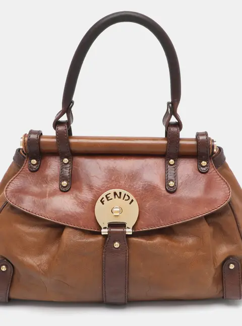 Fendi Magic Small Brown Leather Top Handle Bag