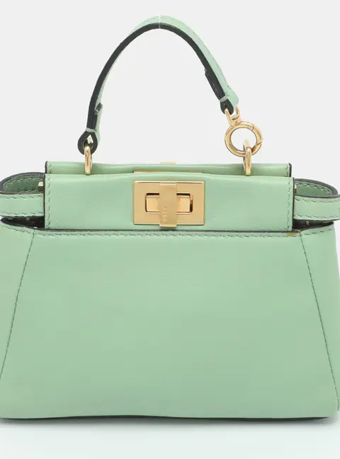 Fendi Peekaboo Micro Green Leather Crossbody Bag