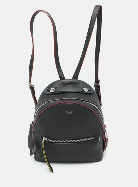 Fendi By The Way Mini Embellished Black Leather Backpack