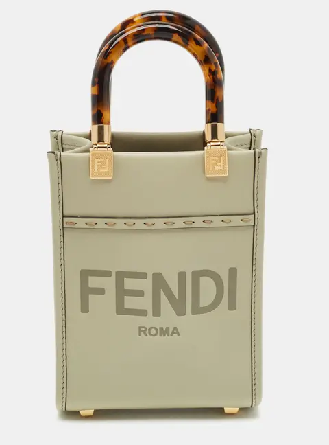 Fendi Sunshine Mini Light Green Leather Tote