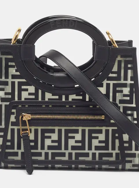 Fendi Runaway Small Black/Transparent FF PVC and Leather Tote