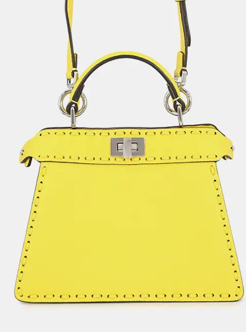 Fendi Peekaboo Petit Yellow Selleria Leather Top Handle Bag