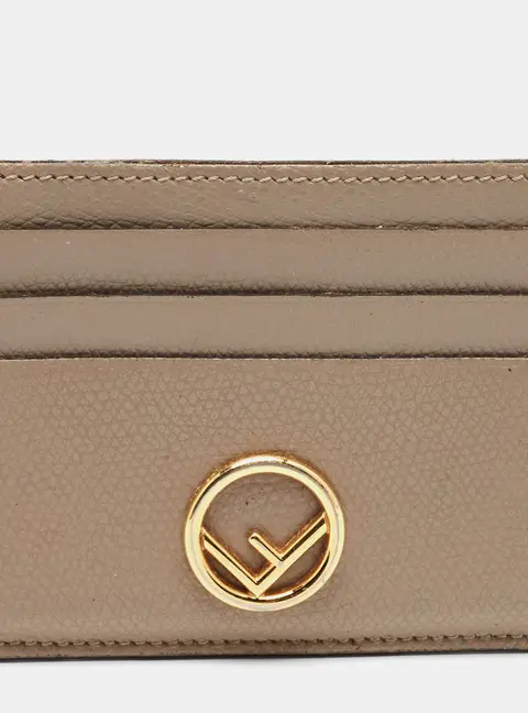 Fendi F is Fendi Beige Leather Card Holder