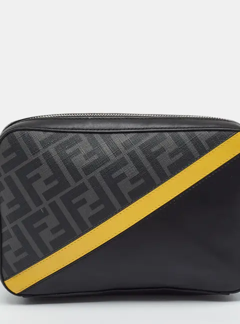 Fendi Diagonal Tricolor FF Coated Canvas and Leather Camera Bag
