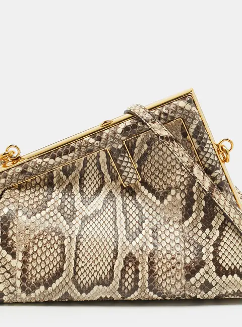Fendi Fendi First Small Brown/Cream Snakeskin Clutch