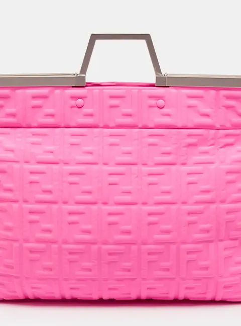 Fendi x Nicki Minaj Prints On Neon Pink FF Neoprene Catwalk Shopper Tote