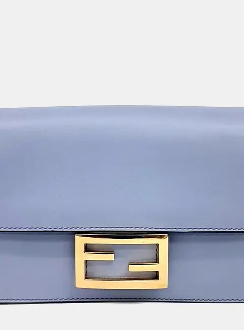 Fendi Blue Leather flat baguette bag