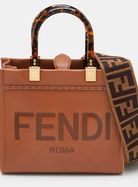 Fendi Sunshine Small Brown Leather Tote