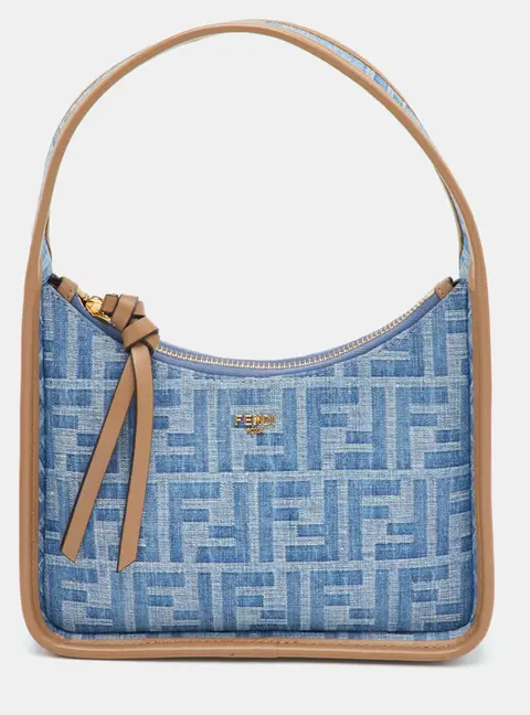Fendi Fendessence Mini Blue/Brown Denim and Leather Hobo